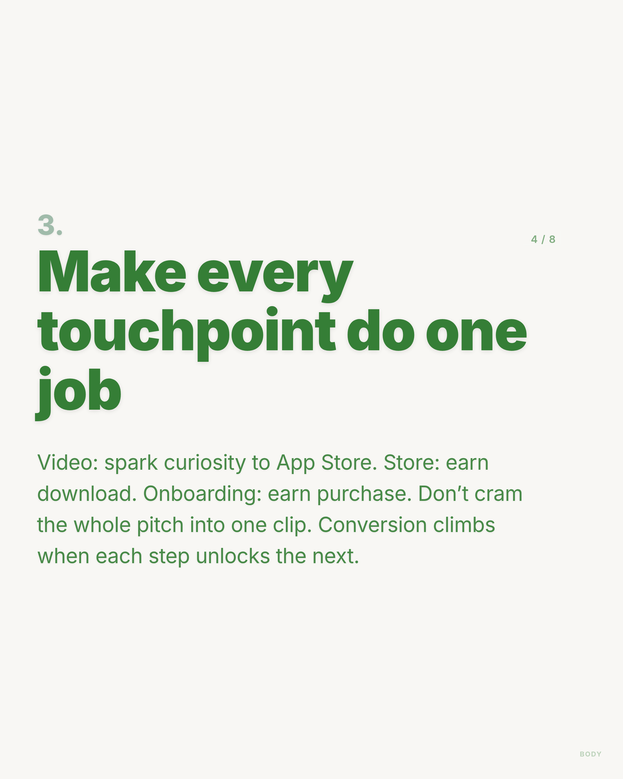 Make every touchpoint do one job - LinkedIn carousel slide 4 of 8