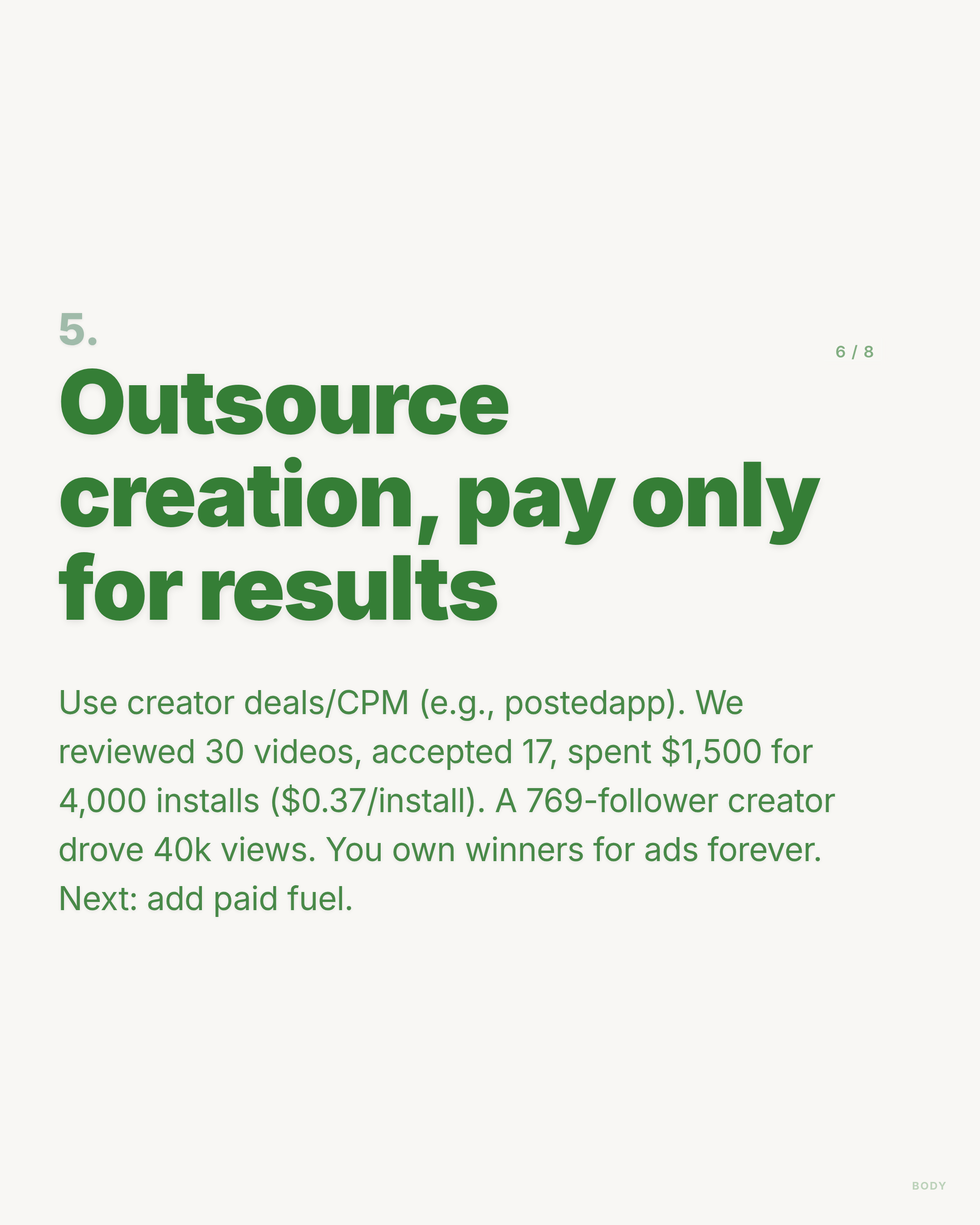 Outsource creation, pay only for results - LinkedIn carousel slide 6 of 8
