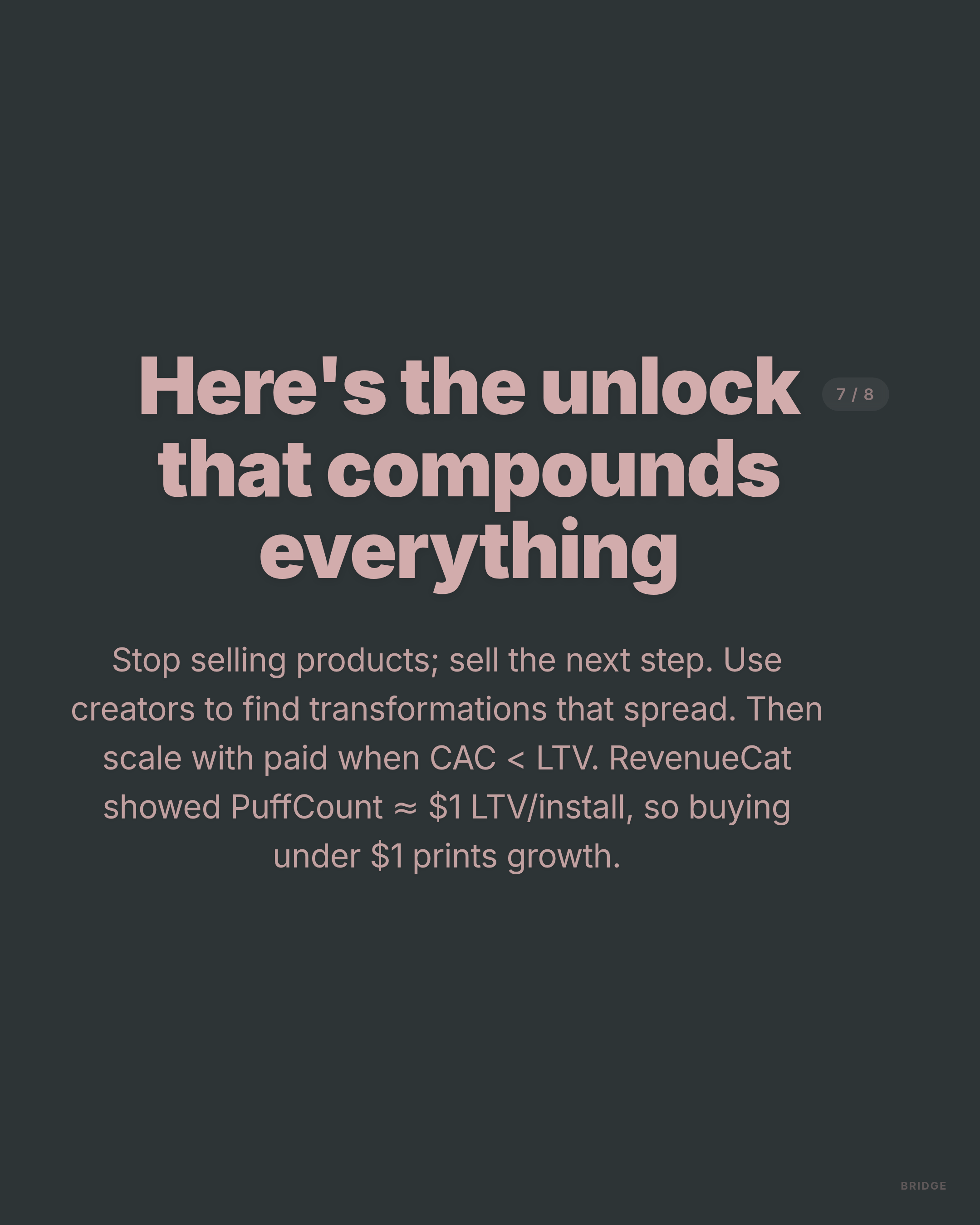 Here's the unlock that compounds everything - LinkedIn carousel slide 7 of 8