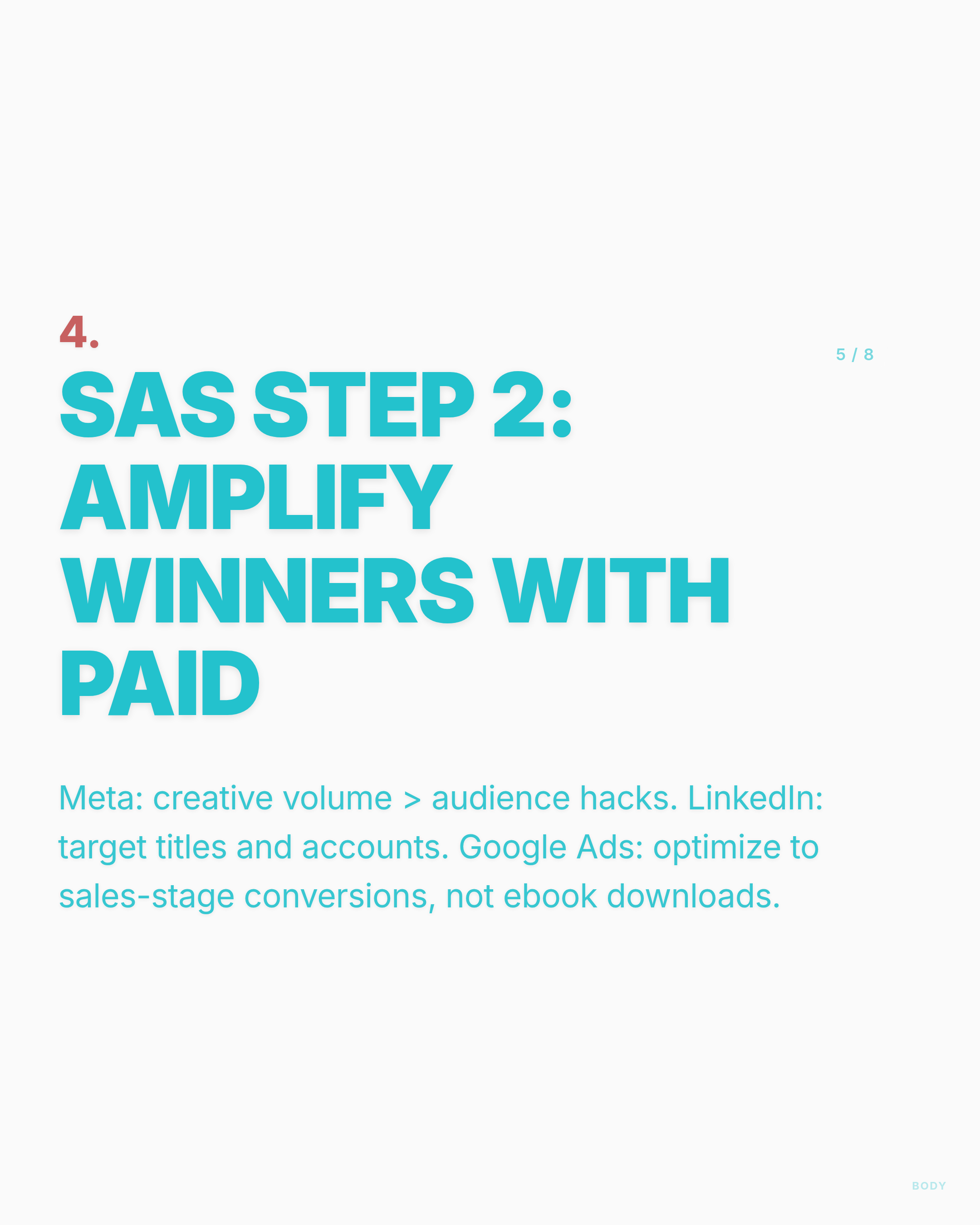 SAS Step 2: Amplify Winners With Paid - LinkedIn carousel slide 5 of 8