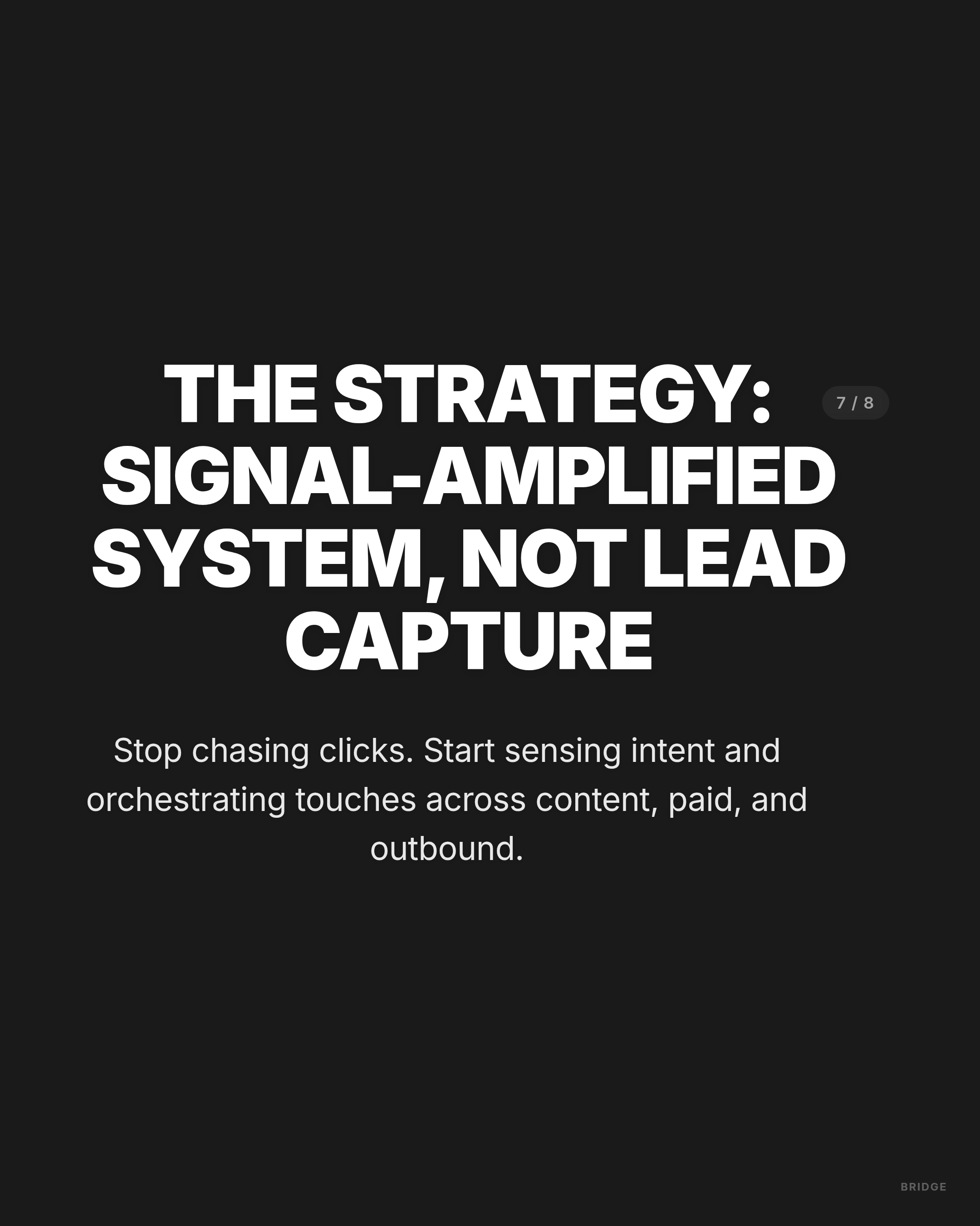 The Strategy: Signal-Amplified System, Not Lead Capture - LinkedIn carousel slide 7 of 8